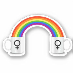Sticker Rendez-vous café arc-en-ciel lesbien