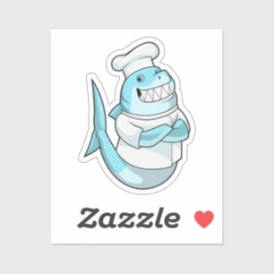 Sticker Requin en chef avec un tablier de cuisine