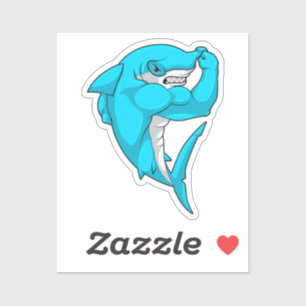 Sticker requin-marteau en tant que culturiste au Bodybuild