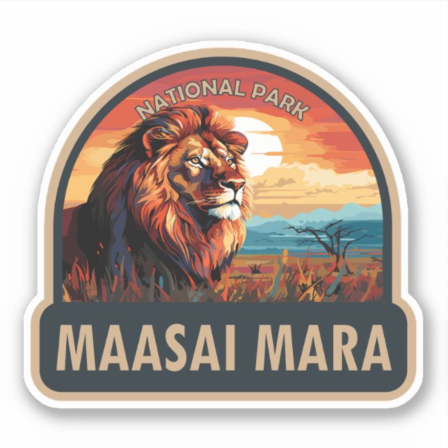 Sticker Réserve nationale de Massai Mara Lion Travel Art (Devant)