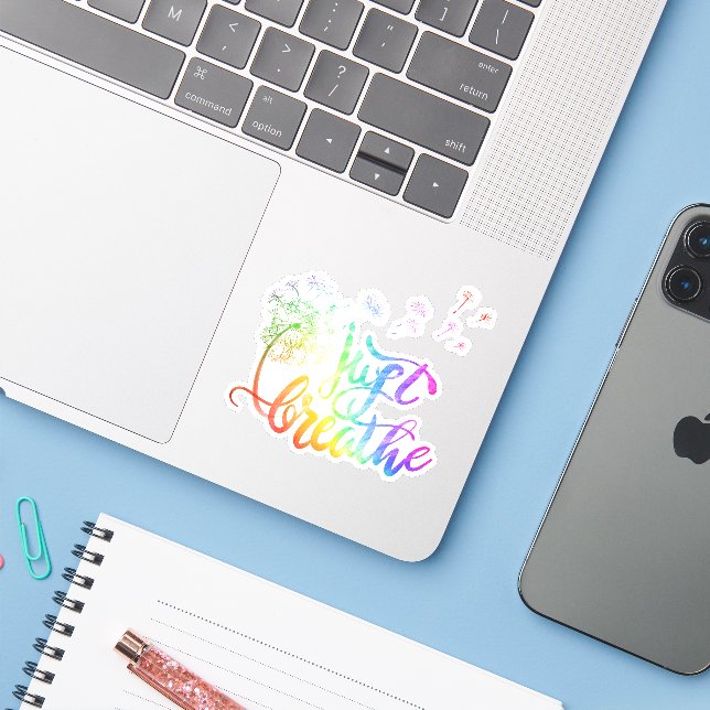 Sticker Respire juste le pissenlit qui souffle dans le ven (Ordinateur portable avec iPhone)