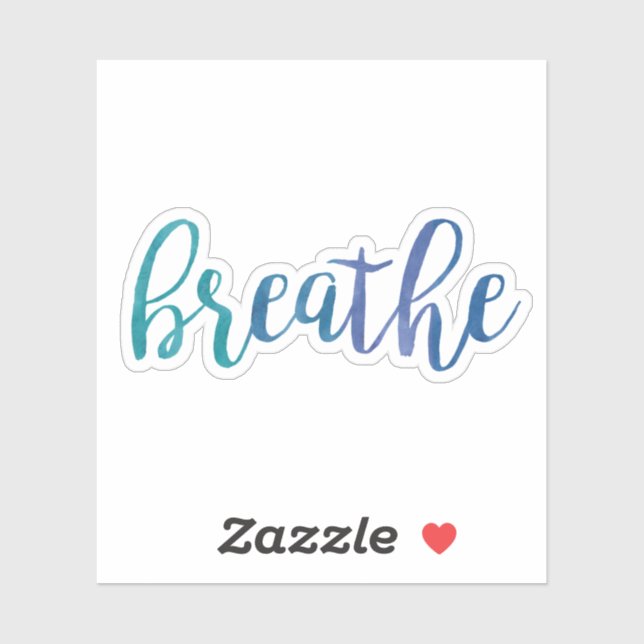 Sticker Respirer la citation Aquarelle bleue Yoga inspiré (Feuille)
