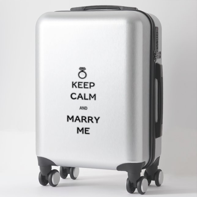 Sticker Restez calme et épousez-moi bague en diamant (Sur valise)