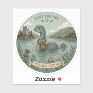 Sticker Restez Curieux Cozy Cryptide Nessie Monstre du Loc