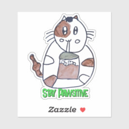 Sticker Restez Pawsitive Funny Cat Cartoon Carnet d'ordina