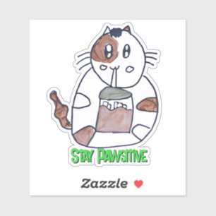 Sticker Restez Pawsitive Funny Cat Cartoon Carnet d'ordina