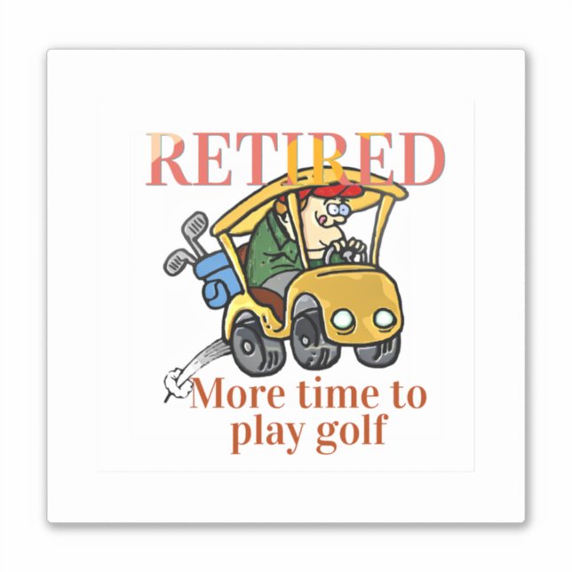Sticker Retraité, plus de temps pour jouer au golf (Devant)