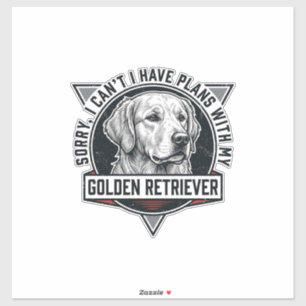 Sticker Retriever doré Désolé j'ai des projets Amoureux de