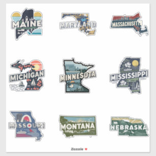 Sticker rétro Cinquante États Partie 3