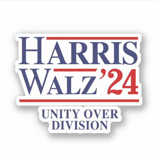 Sticker Retro Harris Walz '24 - Unité sur division (Devant)