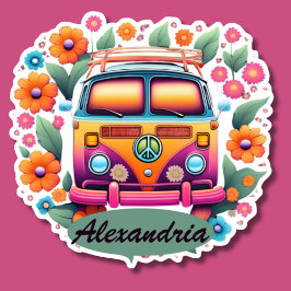 Sticker Rétro Hippie Van Monogram étanche