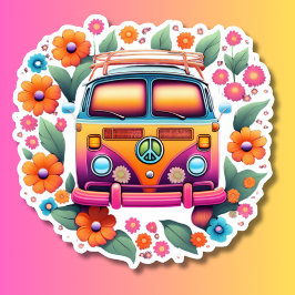 Sticker Retro Hippie Van Waterproof
