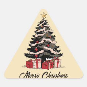 Sticker rétro Joyeux Arbre de Noël