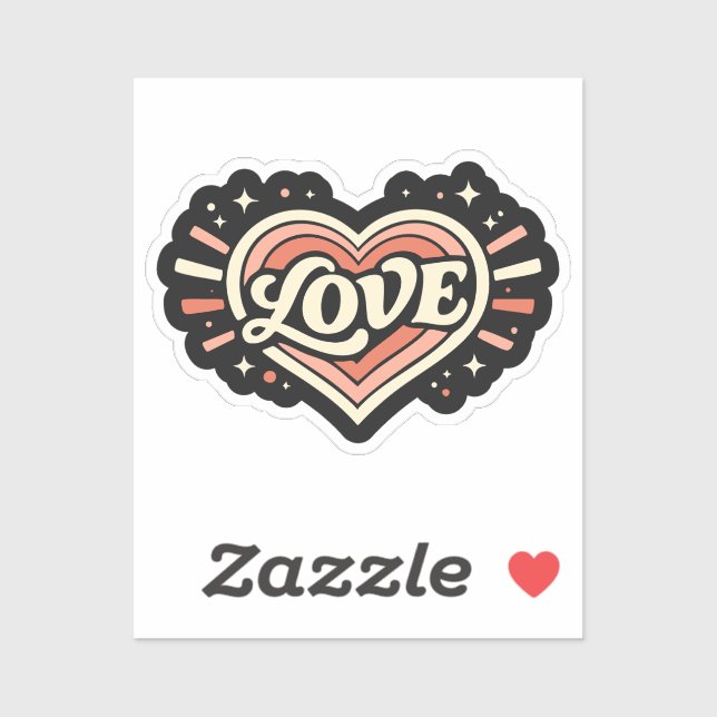 Sticker Retro Love Heart Valentine Classic (Feuille)