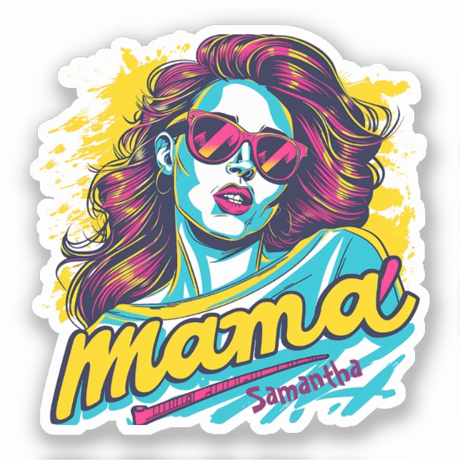 Sticker Retro Mama Pop Art (12) personnalisé (Recto)