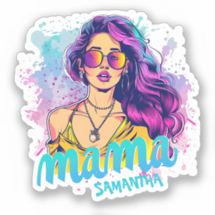 Sticker Retro Mama Pop Art (15) personnalisé