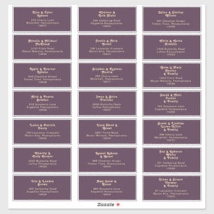 Sticker Rétro moderne   Dark Purple Mariage Adresse du cli