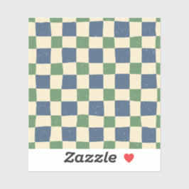 Sticker Rétro moderne en vichy bleu rose  motif