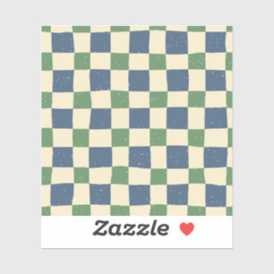 Sticker Rétro moderne en vichy bleu rose motif