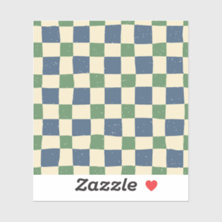 Sticker Rétro moderne en vichy bleu rose  motif