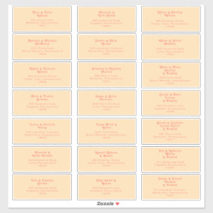 Sticker Rétro moderne Orange Cream Mariage Adresse du cl