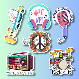 Sticker Retro Music Collection étanche