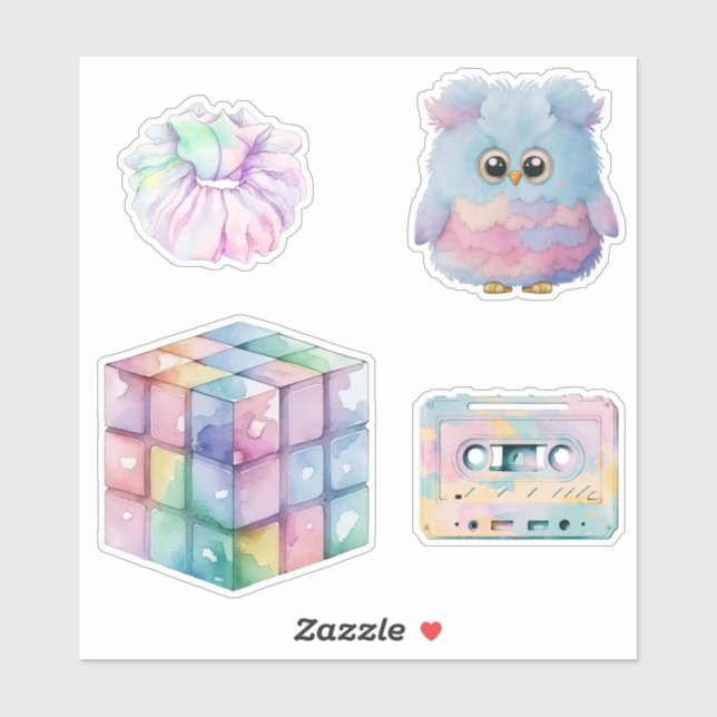 Sticker Retro Pastel Nostalgic 80s, 90s Favoris (Feuille)