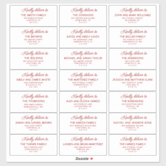Sticker Retro Red & White Wedding Guest Address Labels