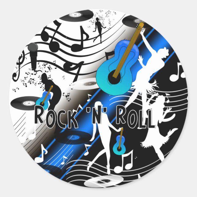 Sticker Retro Rock 'N' Roll Music Rocks Me (Vorderseite)