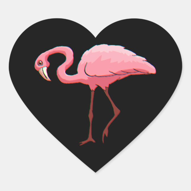 Sticker Retro Stationery Pink Flamingo Schwarzes H (Vorderseite)