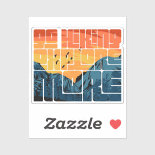 Sticker Retro Sunset Paysage Randonnée Aventure Explorez