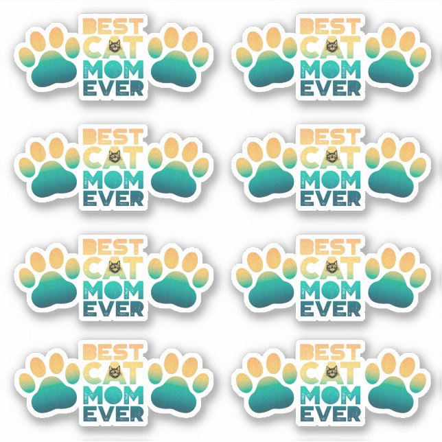 Sticker Retro Sunset Photo Fête des Mères Meilleur Chat Ma (Devant)