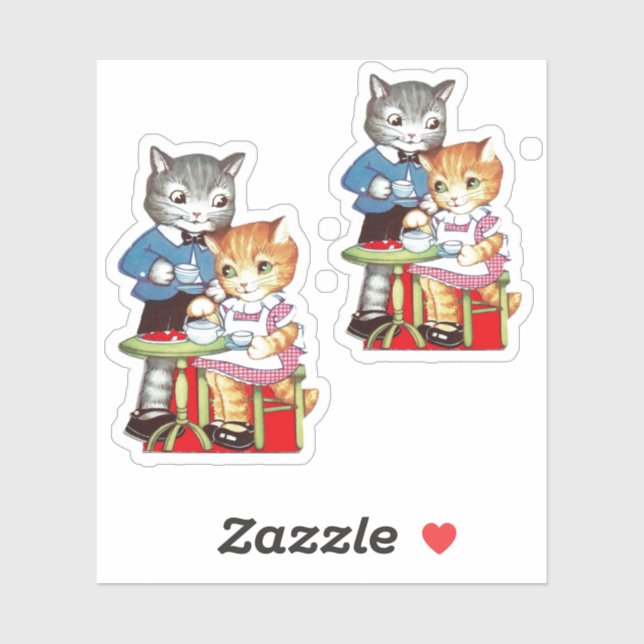 Sticker Retro Valentine Kitties (Feuille)