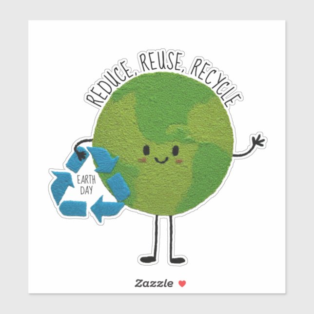Sticker Réutiliser Réduire le Jour des terres de recyclage (Feuille)