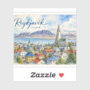 Sticker Reykjavik Islande souvenir aquarelle