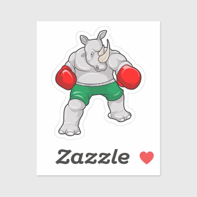 Sticker Rhino à Boxing avec gants de boxe (Feuille)