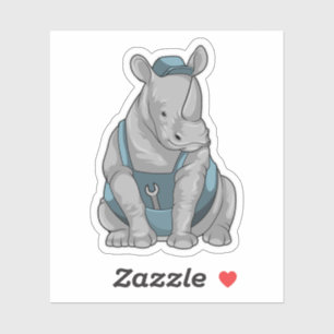 Sticker Rhino as Craftsman et Wrench