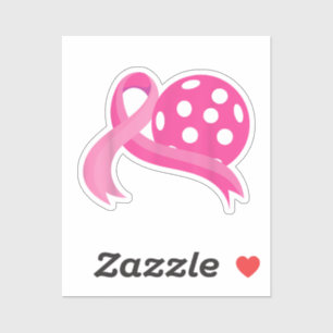 Sticker Ribbon Coeur Rose Cute Pickleball Cancer du sein A