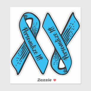 Sticker Ribbon de sensibilisation PERSONNALISÉ (bleu)
