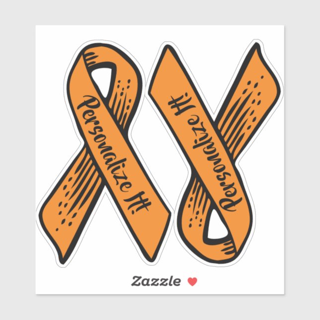 Sticker Ribbon de sensibilisation PERSONNALISÉ (orange) (Feuille)