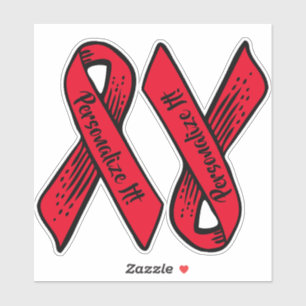Sticker Ribbon de sensibilisation PERSONNALISÉ (rouge)