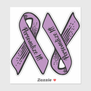 Sticker Ribbon de sensibilisation PERSONNALISÉ (violet)