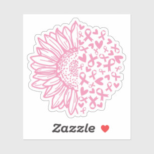 Sticker Ribbon rose Conscience du cancer du sein Tournesol