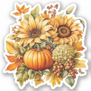 Sticker Richesse automnale - Tournesol, Raisins, Citrouill