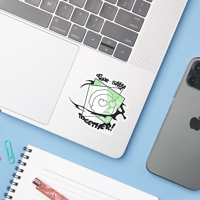 Sticker RICK ET MORTY™ | Prenez votre S# ! t Together ! (Ordinateur portable avec iPhone)