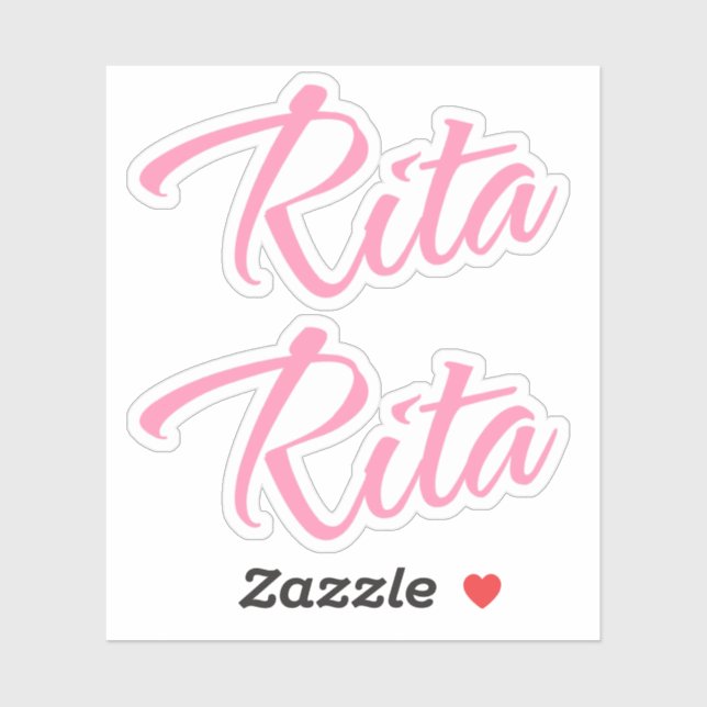 Sticker Rita nom rose cursive x2 (Feuille)