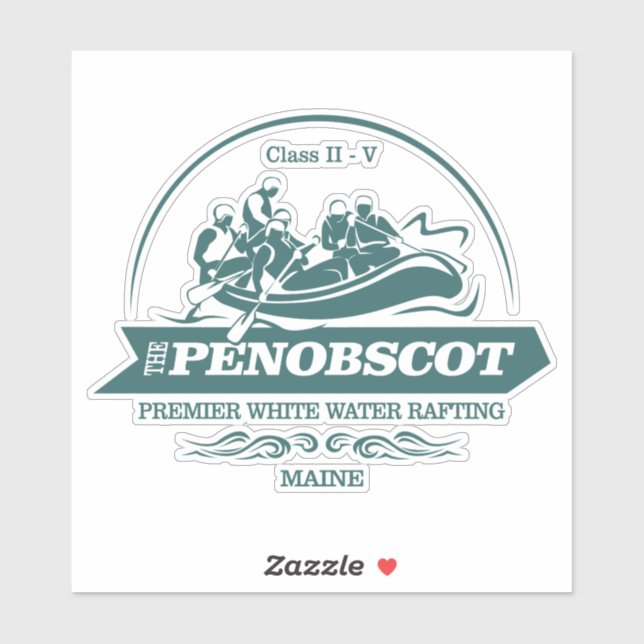 Sticker Rivière Penobscot (rafting 2) (Feuille)