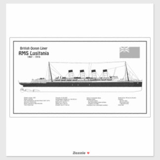 Sticker RMS Lusitania - Plan directeur des navires BD