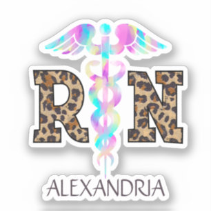Sticker RN, infirmière autorisée Leopard