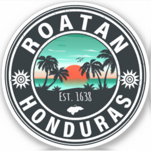 Sticker Roatán Honduras Island Retro Sunset Souvenirs 80s